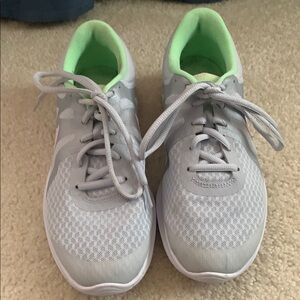 Gray and Green Athletic Sneakers
